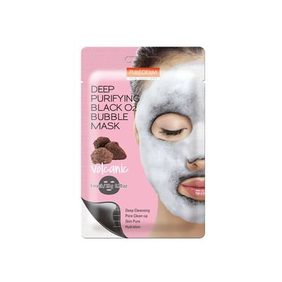 PUREDERM - Deep Purifying Black O2 Bubble Mask (Volcanic) 20g 20g
