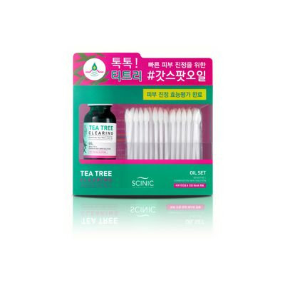 SCINIC - Tea Tree Clearing Oil Set: Oil 18ml + Cotton Swab 60pcs 18ml + 60pcs