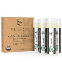 Beauty by Earth - Organic Unflavored Beeswax Lip Balm (4 Tubes in Pack) 4 Tubes in Pack