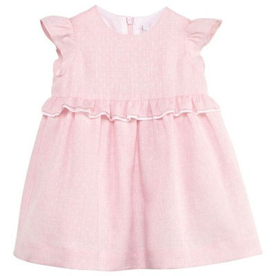 Pink Linen Frill Dress