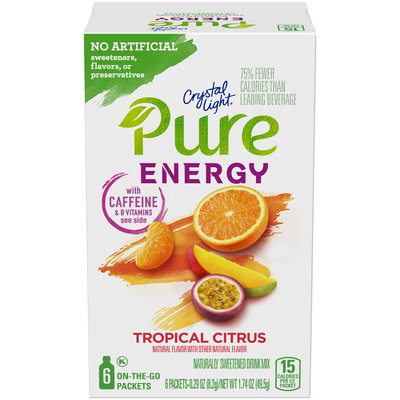 Crystal Light Pure Energy Tropical Citrus Drink Mix with Caffeine and B Vitamins