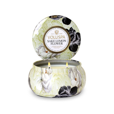 Voluspa Two Wick 11 oz. Metallo Candle, Sake Lemon Flower