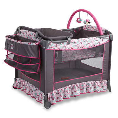 Dorel Juvenile Disney Girls' Minnie Mouse Sweet Wonder Convertible Play Yard - Bows, Brown