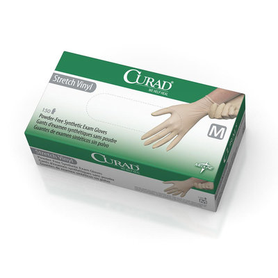CURAD Stretch Vinyl Exam Gloves, Medium
