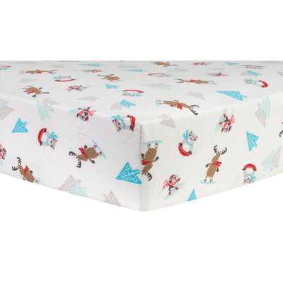 Test Trend Lab Frosty Fun Deluxe Flannel Fitted Crib Sheet, Multi-Colored