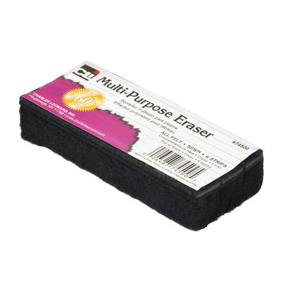 Charles Leonard Multi-Purpose Dry-Erase Chalkboard Erasers, 5in, Black, Case Of 24