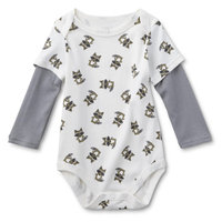 Dyer Development Little Wonders Infant Boys' Long-Sleeve Bodysuit - Raccoons, Size: 9-12 Months, White