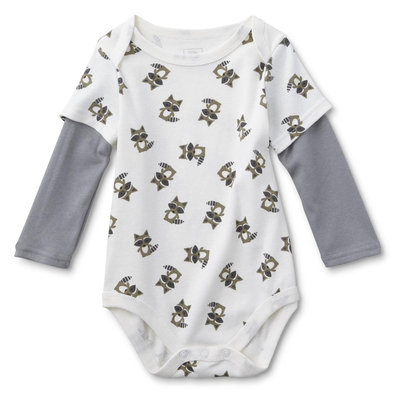 Dyer Development Little Wonders Infant Boys' Long-Sleeve Bodysuit - Raccoons, Size: 9-12 Months, White