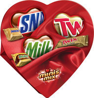 Assorted Valentine Mars Miniatures in a Heart-Shaped Box