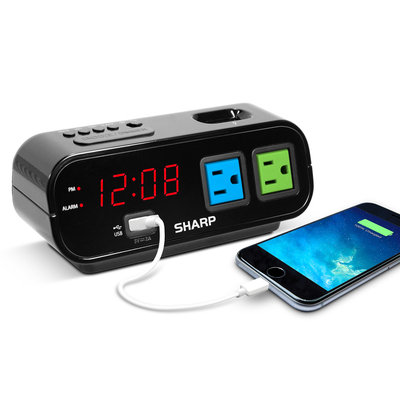 No Sanky Sharp Dbl Outlet Alarm Clock