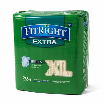 Medline FitRight Extra Briefs (Pack of 20) Size: Extra Large