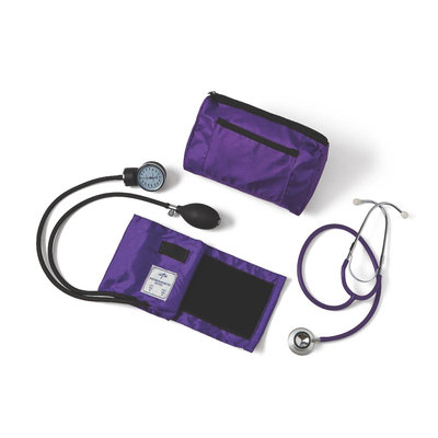 Medline Compli-Mates Dual Head Aneroid Sphygmomanometer Combination Kits, Purple