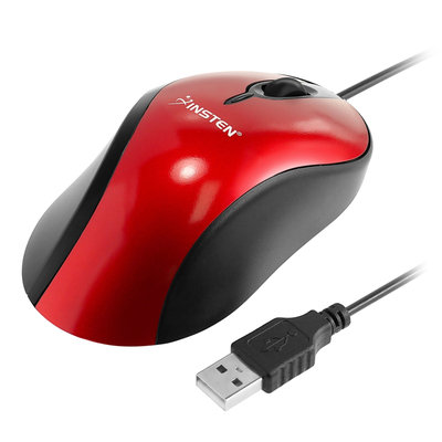 Insten USB Optical Scroll Wheel USB 2.0 Mouse, Red / Black