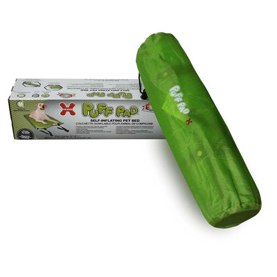 Hugs Pet Products Self Inflate Puff Travel Pad for Dogs, Green