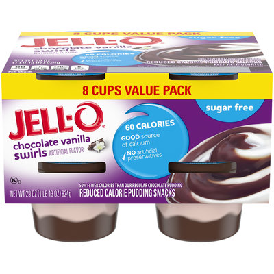 Jell-O Ready to Eat Sugar Free Chocolate Vanilla Swirl Pudding Snack