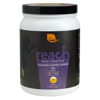 Zahler Reach Whey Protein, Advanced Formula for Lean Muscle Build, Great Tasting Vanilla Flavor, 1LB