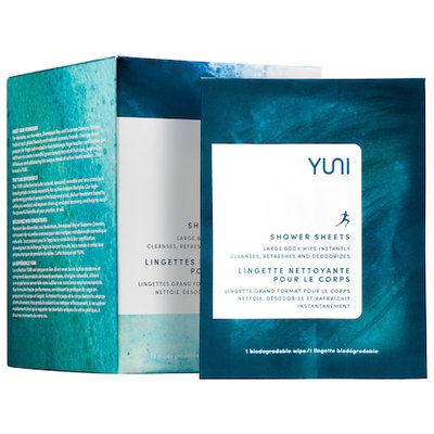 YUNI SHOWER SHEETS Large Body Wipes 12 wipes