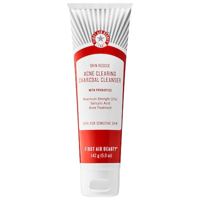 FIRST AID BEAUTY Skin Rescue Acne Clearing Charcoal Cleanser with Probiotics