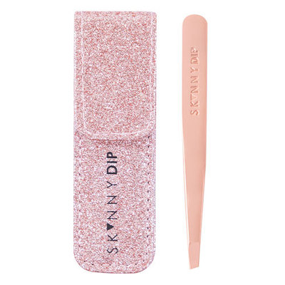 Skinnydip Rose Gold Dita Tweezers & Glitter Pouch