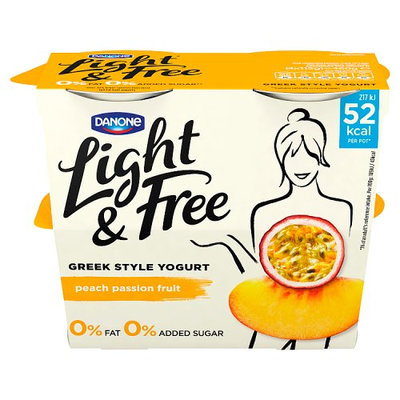 Light & Free Greek Style Peach Passionfruit Yogurt 4 x 115 (460g)