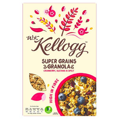 W.K. Kellogg Cereal Super Grains Granola Cranberry, Sultana & Spelt 570g