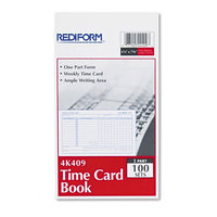 Employee Time Card, Weekly, 4-1/4 x 7, 100 per Pad