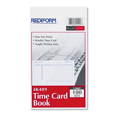 Employee Time Card, Weekly, 4-1/4 x 7, 100 per Pad
