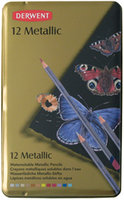 Reeves Derwent Metallic Pencil Tin, 12/Pkg