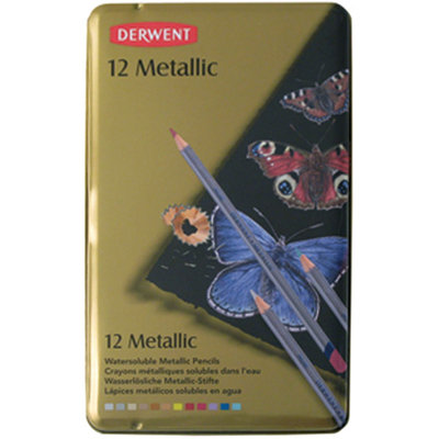 Reeves Derwent Metallic Pencil Tin, 12/Pkg