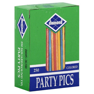 Hearthmark, Inc. Pics, Party, Colored, Square/Round Tip, 250 pics
