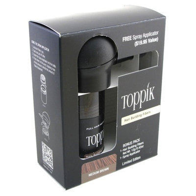 Toppik Medium Brown 0.42-ounce Hair Building Fibers with Spray Applicator