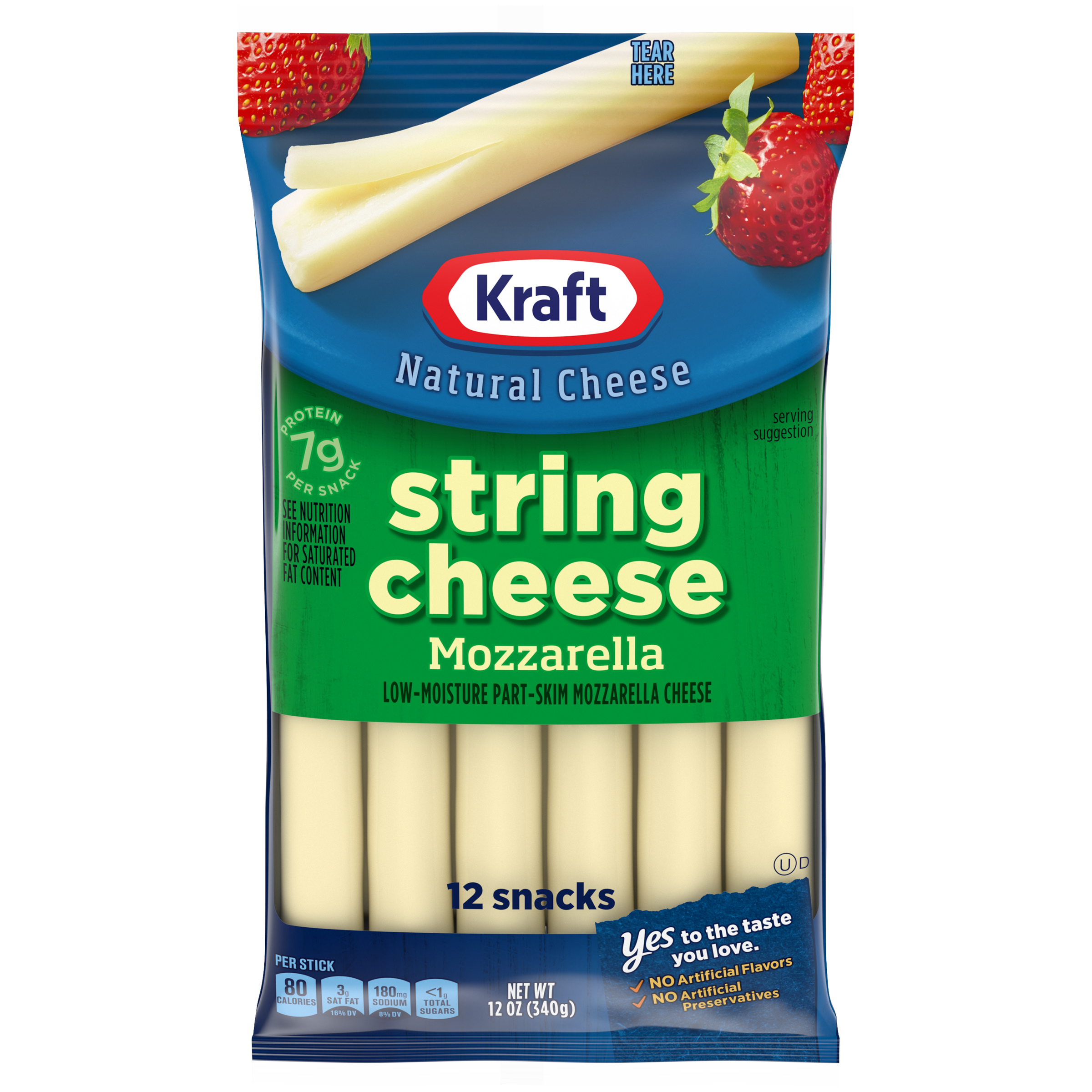 Kraft Low-Moisture Part-Skim Mozzarella String Cheese Sticks