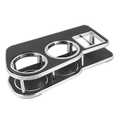 Portable Plastic Auto Vehicle Car Bottle Cup Holder for Beverage Water Phone Black Silver Tone