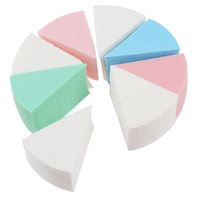 Unique Bargains 8 Pcs Fan-Shaped Sponge Powder Puff Facial Face Pad Makeup Tool Women Lady Blue Pink White Green