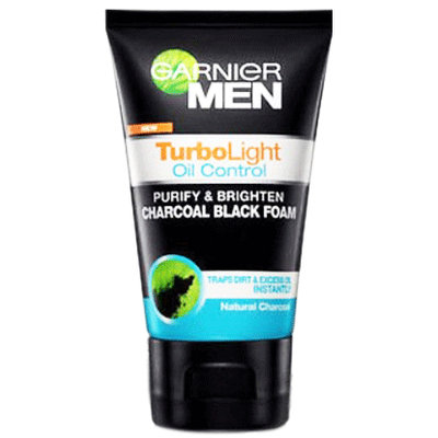 Garnier Men TurboLight Oil Control Purify & Brighten Charcoal Black Foam