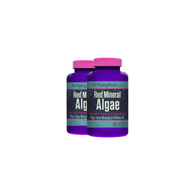 Piping Rock Red Mineral Algae Aquamin Plant Based Calcium 2 Bottles x 90 Capsules