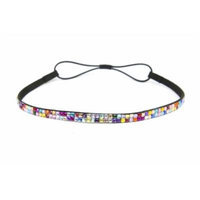 SIZZLE CITY Custom Color Bling Shimmering Rhinestone Elastic Stretch Headbands (Thin Rainbow)