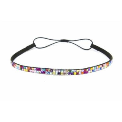 SIZZLE CITY Custom Color Bling Shimmering Rhinestone Elastic Stretch Headbands (Thin Rainbow)