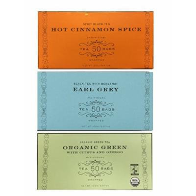 Harney & Sons Variety Pack Total of 150 Tea Bags (50 Bags Earl Grey,50 Bags Hot Cinnamon Spice,50 Bags Organic Green with Citrus and Ginkgo)