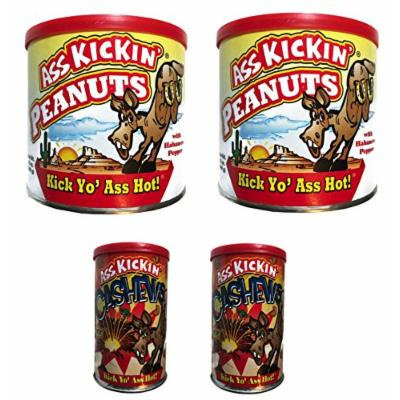 Ass Kickin' and Addicting Nut Snack Bundle: Includes (2) Ass Kickin' Cashews and (2) Ass Kickin' Peanuts All in Habanero Blend Flavor