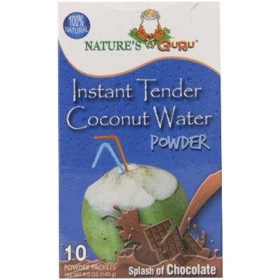 Nature's Guru Instant Tender Coconut Water Powder with Chocolate, 10 Count (Pack of 8)
