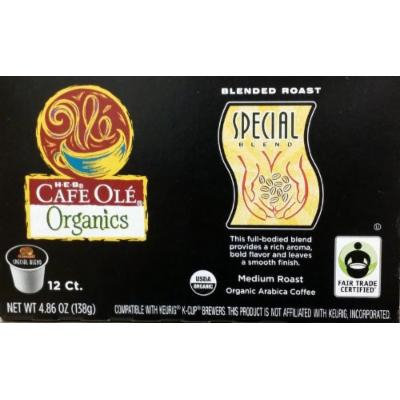 HEB Cafe Ole Organics 12 Count Single Brew, Special Blend Medium Roast (Pack of 2)