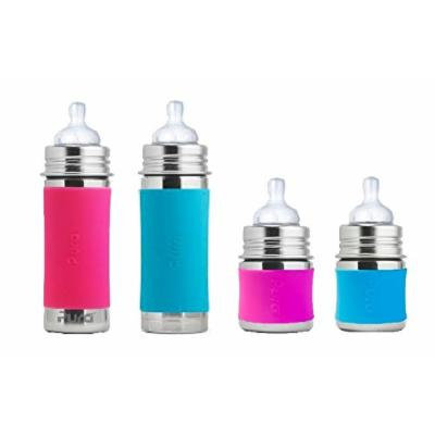 Pura Kiki Stainless Infant Bottle Stainless Steel with Natural Vent Nipple - 4 pack - Pink and Turquoise