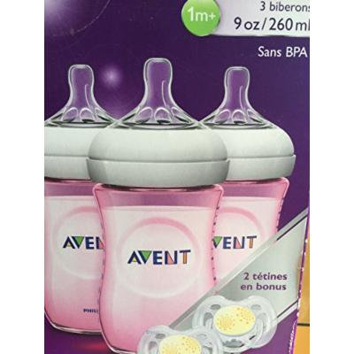 PHILIPS AVENT Natural 3 Feeding Bottles 9oz / 260ml Natural Nipple Shape