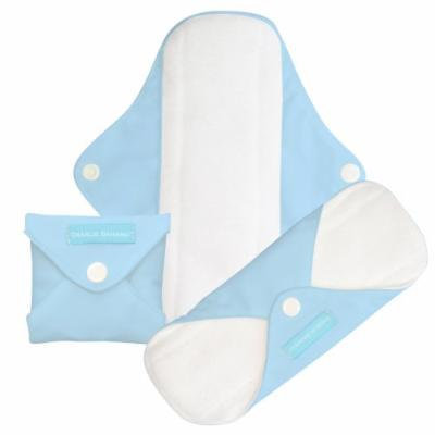 Charlie Banana Washable Reusable Super Feminine Menstrual Pads - 3 Pack (Baby Blue)
