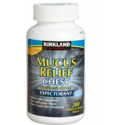 Kirkland Signature Mucus Relief Chest Guaifenesin 400 mg Expectorant - 200 Immediate-Release Tablets (Pack of 3)