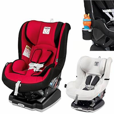 Peg Perego Primo Viaggio Infant Convertible Car Seat w Clima Cover, White & Cup Holder (Rouge)