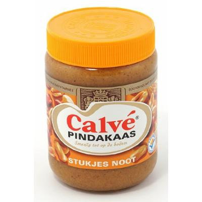 Calve Pindakaas met Noot (Peanut Butter with Chunks of Nuts) 3 Jars x ea 12.3oz/350gr