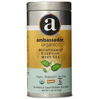 Ambassador Organics Biodynamic Egyptian Mint Tea, 15 Count, 1.45 Ounce Tins (Pack of 2)