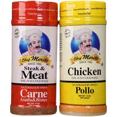 Carne Asada Chef Merito Beef and Chicken Seasoning Combo Pack 14oz